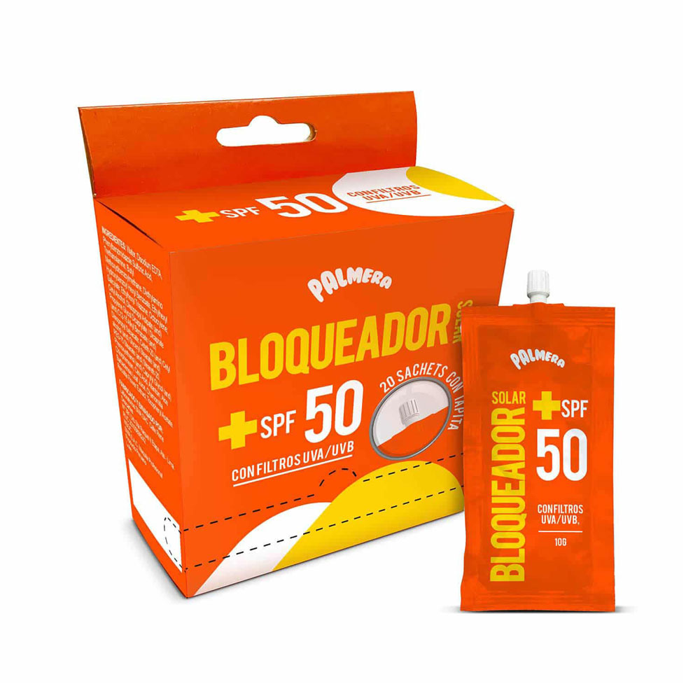 Bloqueador Solar Palmera SPF50 Sachet por 10 gr con tapa Inversiones