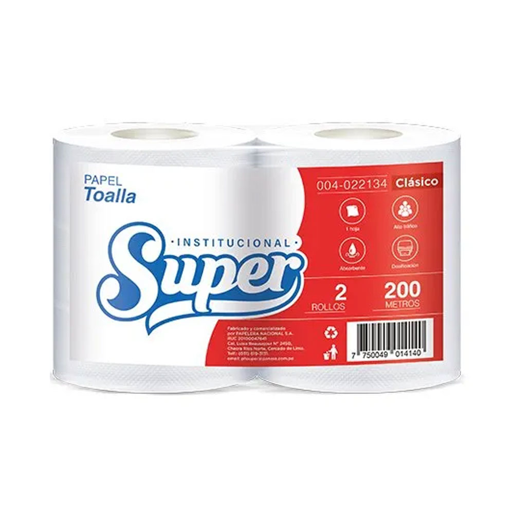 Papel Toalla Blanco Super Clásico Uh 2 X 200 M Inversiones World Import